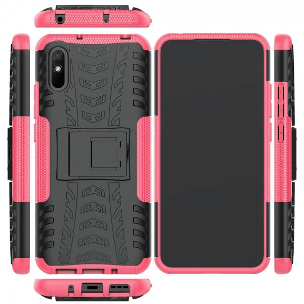 Xiaomi Redmi 9A -kuori, rengaskuvio, jalustatoiminto, magenta