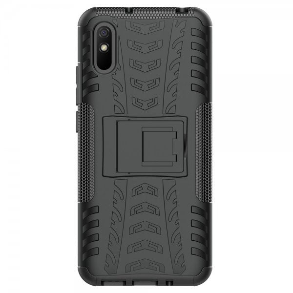Xiaomi Redmi 9A Kuori Rengaskuvio Jalustatoiminnolla Musta