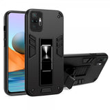 Xiaomi Redmi Note 10 Pro -suojakuori, jossa jalustatoiminto, metallilevy, musta