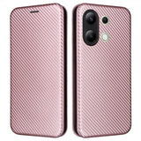 Xiaomi Redmi Note 13 4G Suojakuori Hiilikuitutekstuuri Ruusukulta