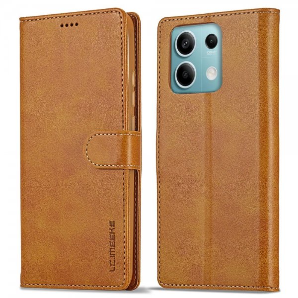 Lc.Imeeke Xiaomi Redmi Note 13 5G -suojakotelo korttipaikalla ja jalustatoiminnolla, vaaleanruskea