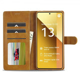 Lc.Imeeke Xiaomi Redmi Note 13 5G -suojakotelo korttipaikalla ja jalustatoiminnolla, vaaleanruskea