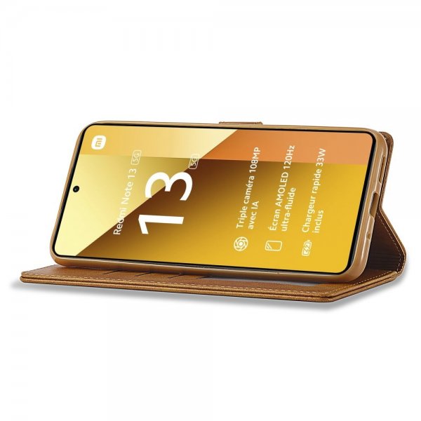 Lc.Imeeke Xiaomi Redmi Note 13 5G -suojakotelo korttipaikalla ja jalustatoiminnolla, vaaleanruskea