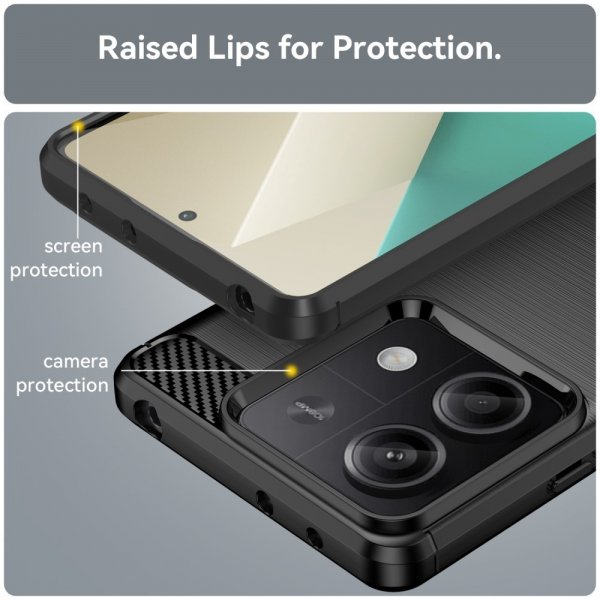 Xiaomi Redmi Note 13 5G Kuori Harjattu Hiilikuitutekstuuri Musta
