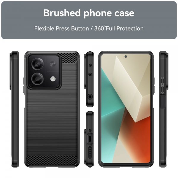 Xiaomi Redmi Note 13 5G Kuori Harjattu Hiilikuitutekstuuri Musta