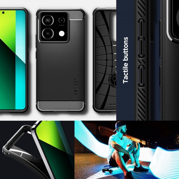 Spigen Xiaomi Redmi Note 13 Pro 5G -suojakuori, Rugged Armor Matte Black
