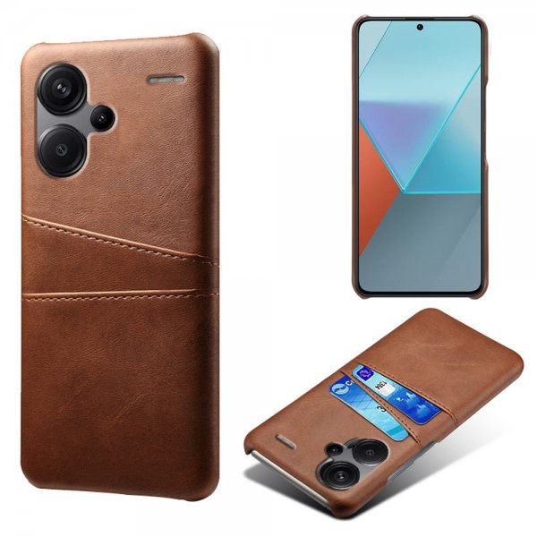 Xiaomi Redmi Note 13 Pro Plus 5G -suojakuori kahdella korttipaikalla, tummanruskea