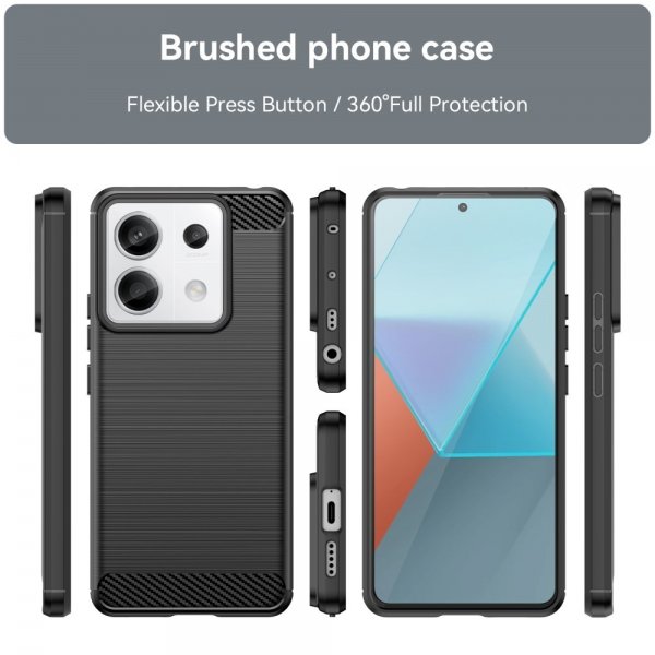 Xiaomi Redmi Note 13 Pro 5G Kuori Harjattu hiilikuitukuvio Musta