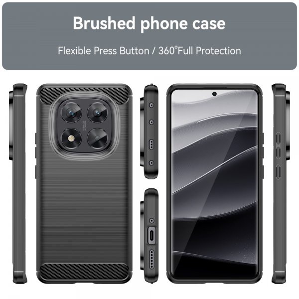 Xiaomi Redmi Note 14 Pro 5G Kuori Harjattu hiilikuitukuvio Musta