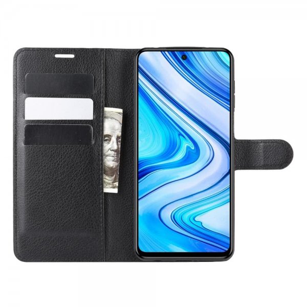 Xiaomi Redmi Note 9 Pro Litchi-suojakuori, musta